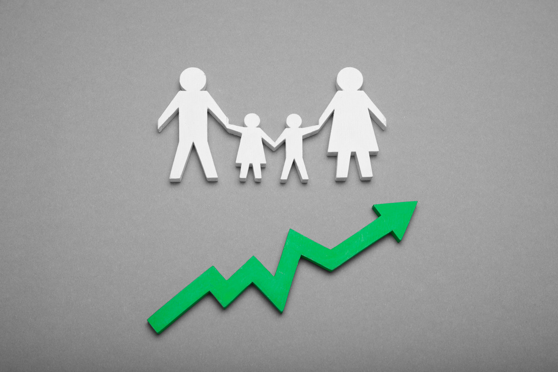 World human population growth. Birth rate concept