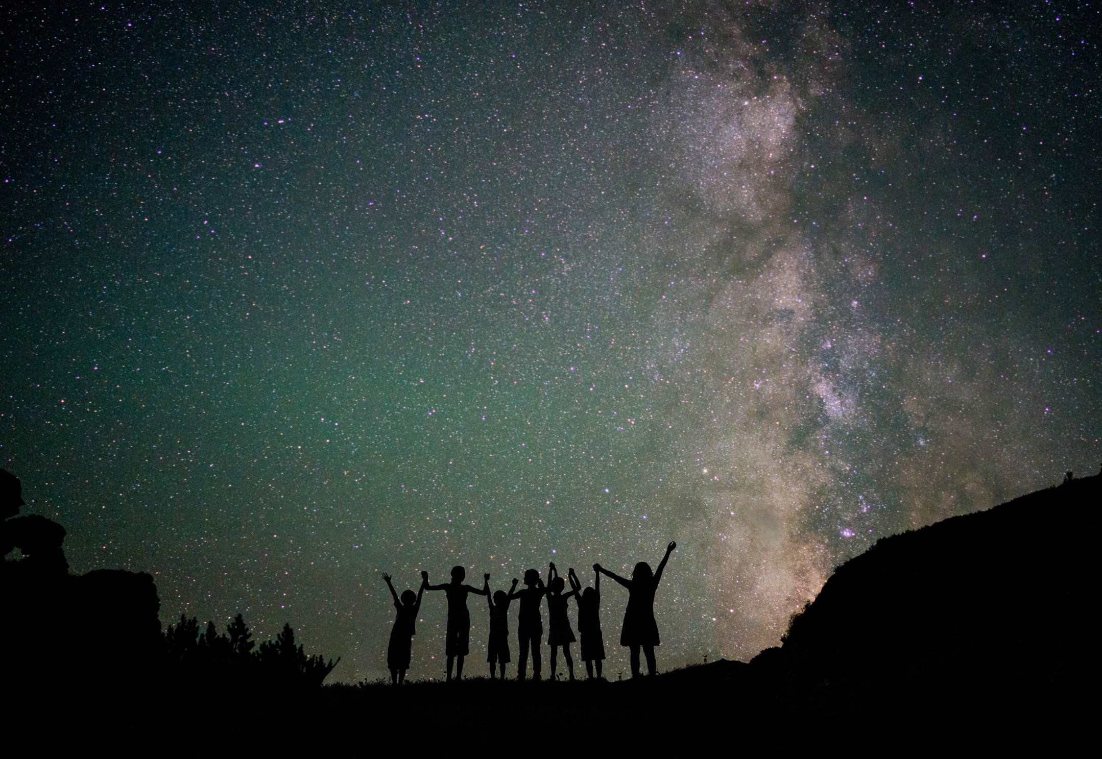 Silhouette of Family at Night
